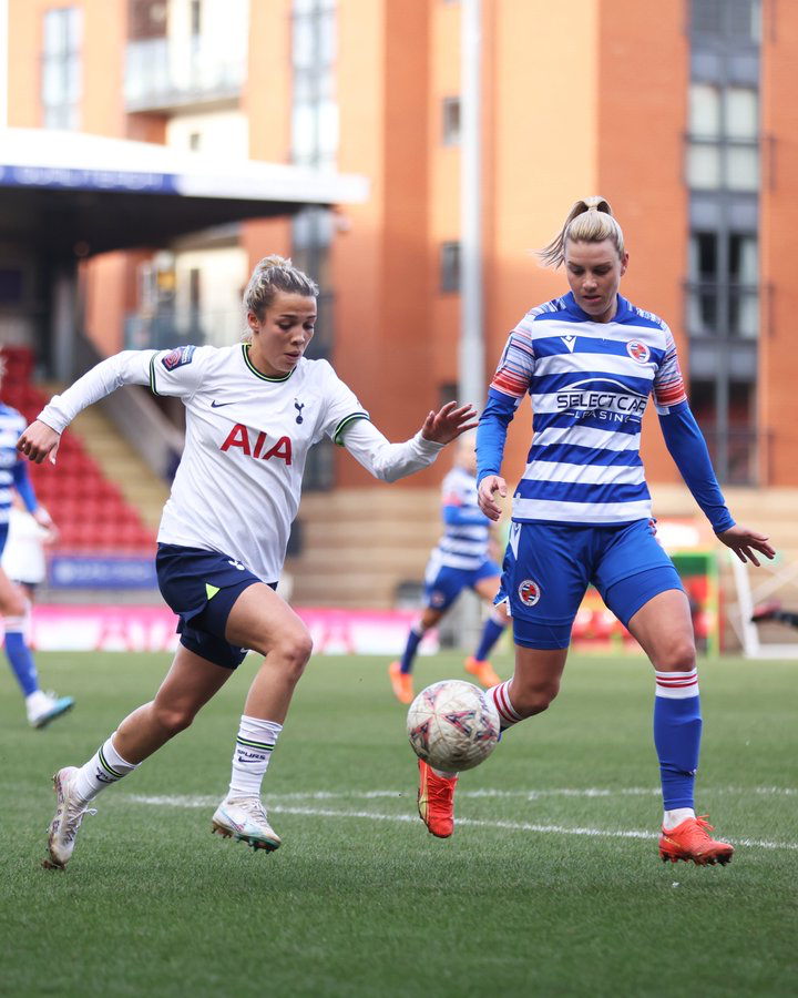 Celin Bizet dribbles the ball past a Reading player.