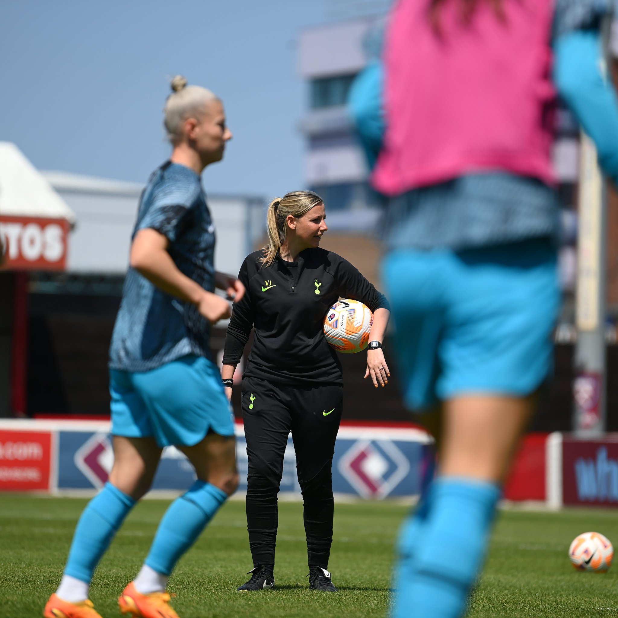 Vicky Jepson looks on as the team warms up before the final match.