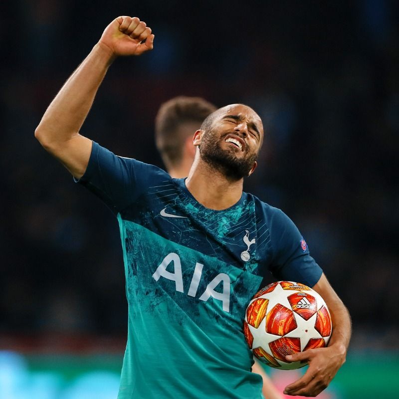 Lucas Moura celebrates his hat trick against Ajax that saw Spurs advance to the Champions League final.