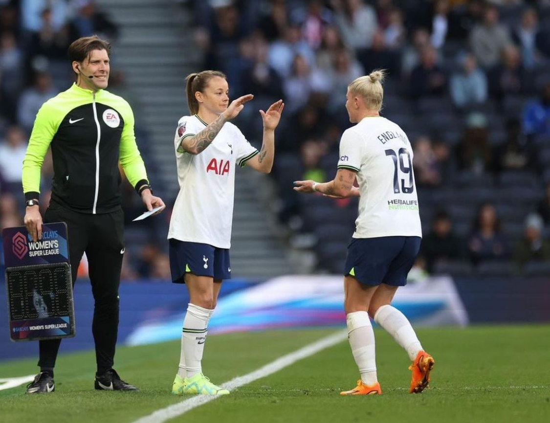 Ria Percival makes her first appearance of the season, subbing in for Beth England.