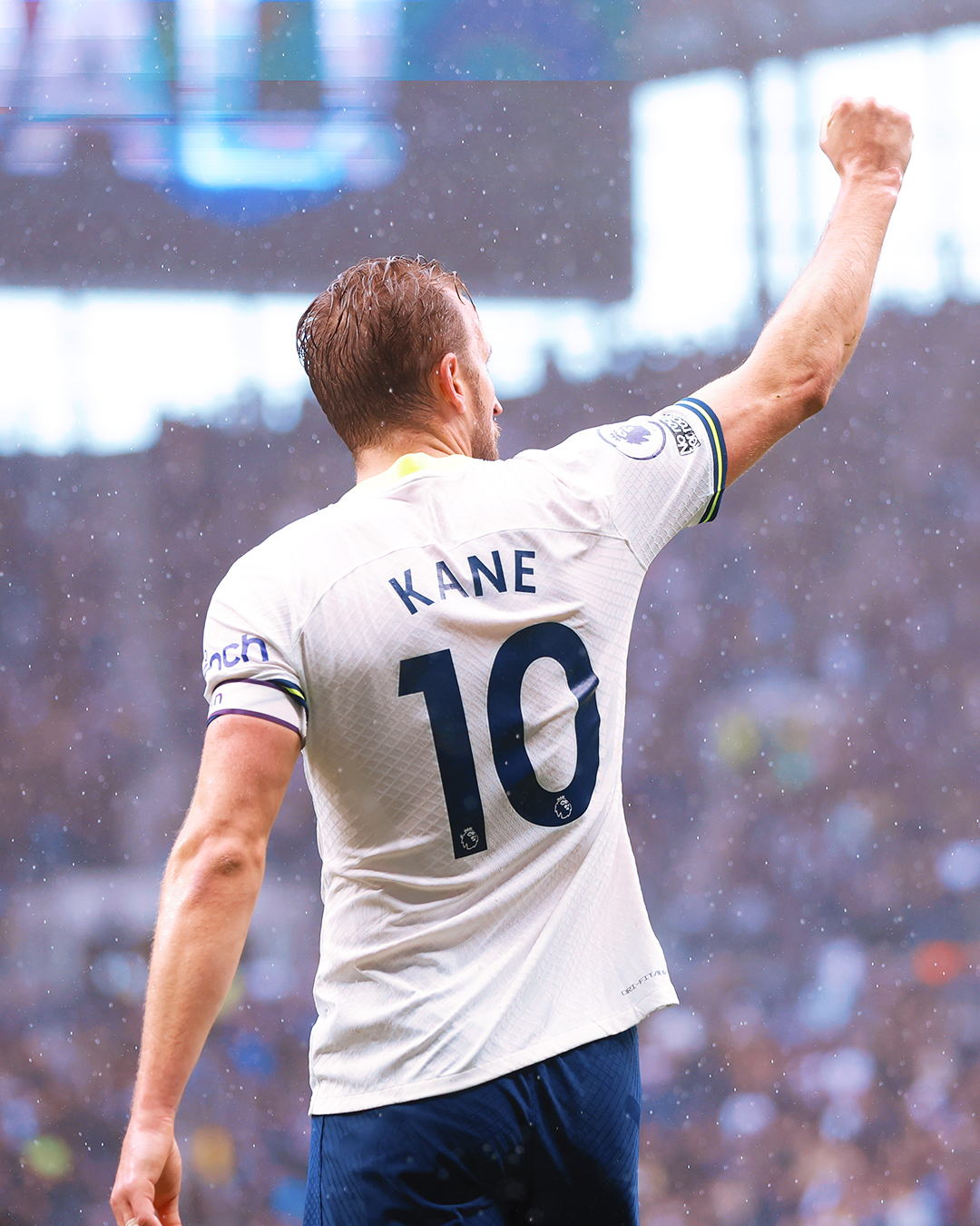 Harry Kane raises a fist to celebrate going 2nd in the all-time PL goal standings.