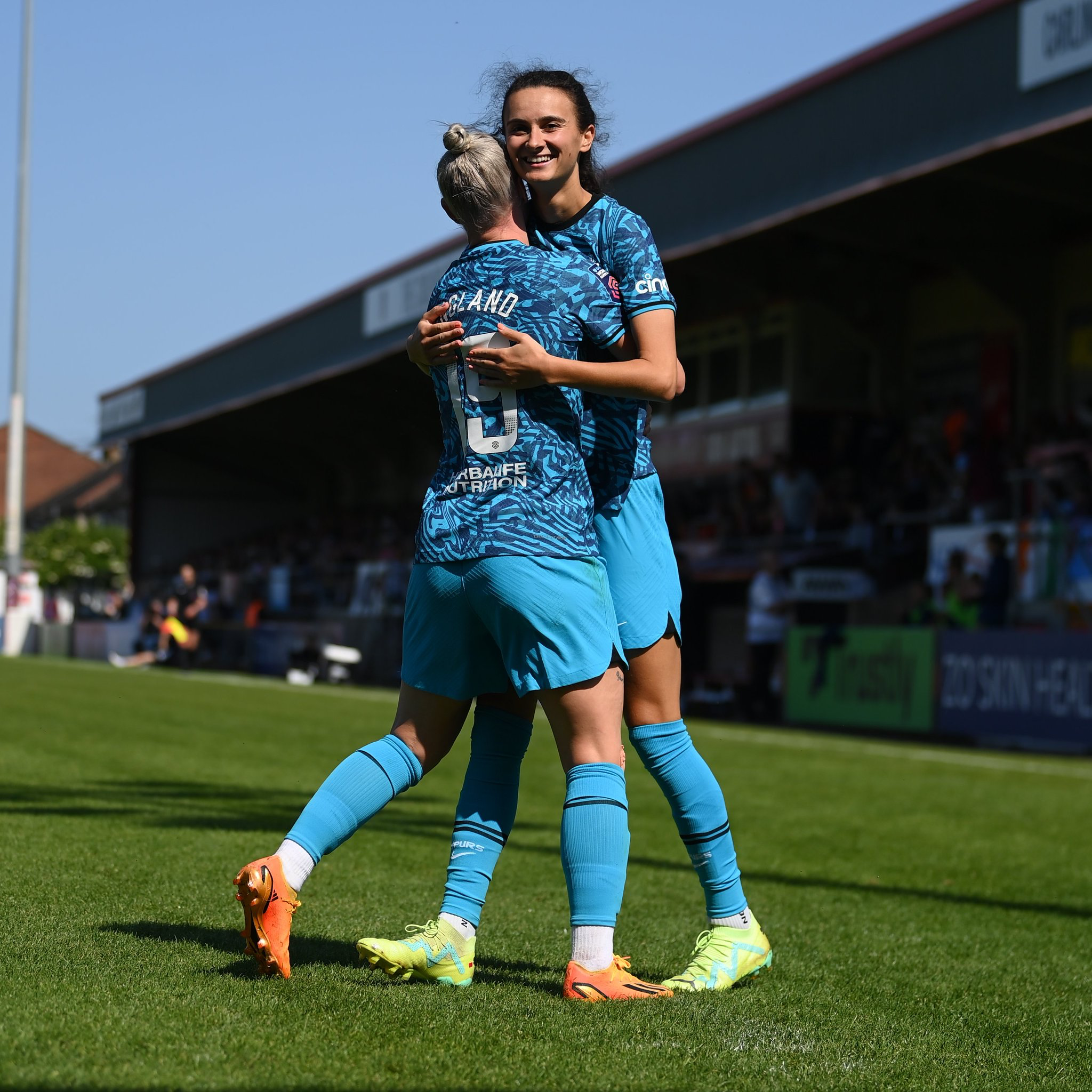 Beth England hugs Rosella Ayane to thank her for an assist.