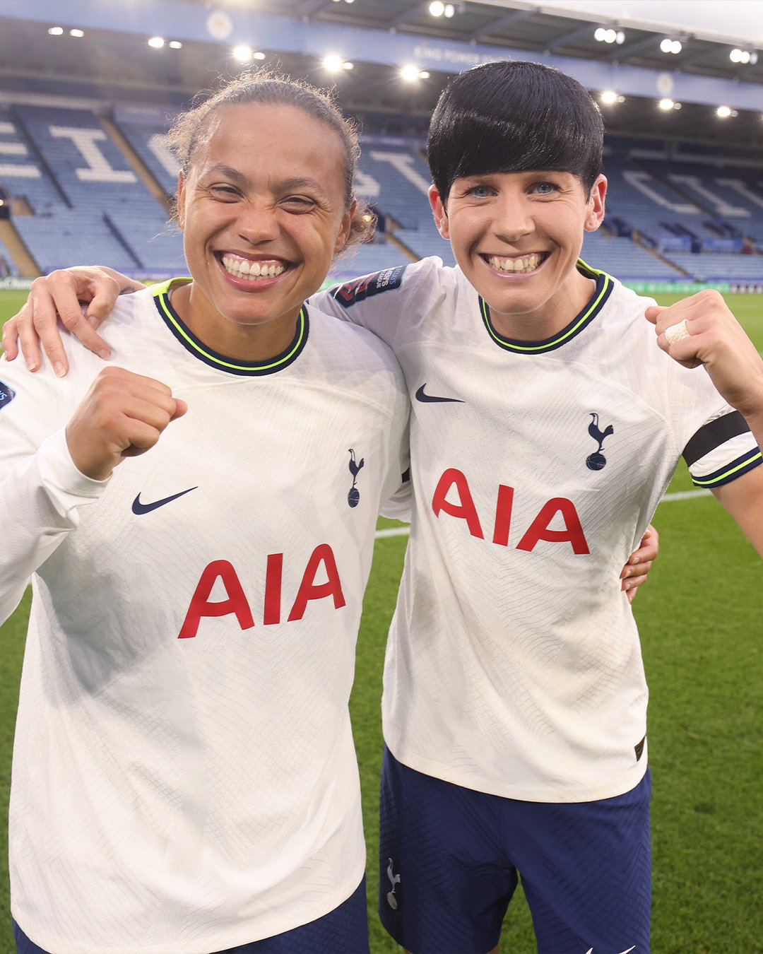 Drew Spence and Ash Neville celebrate after their two goals secured an opening day win.