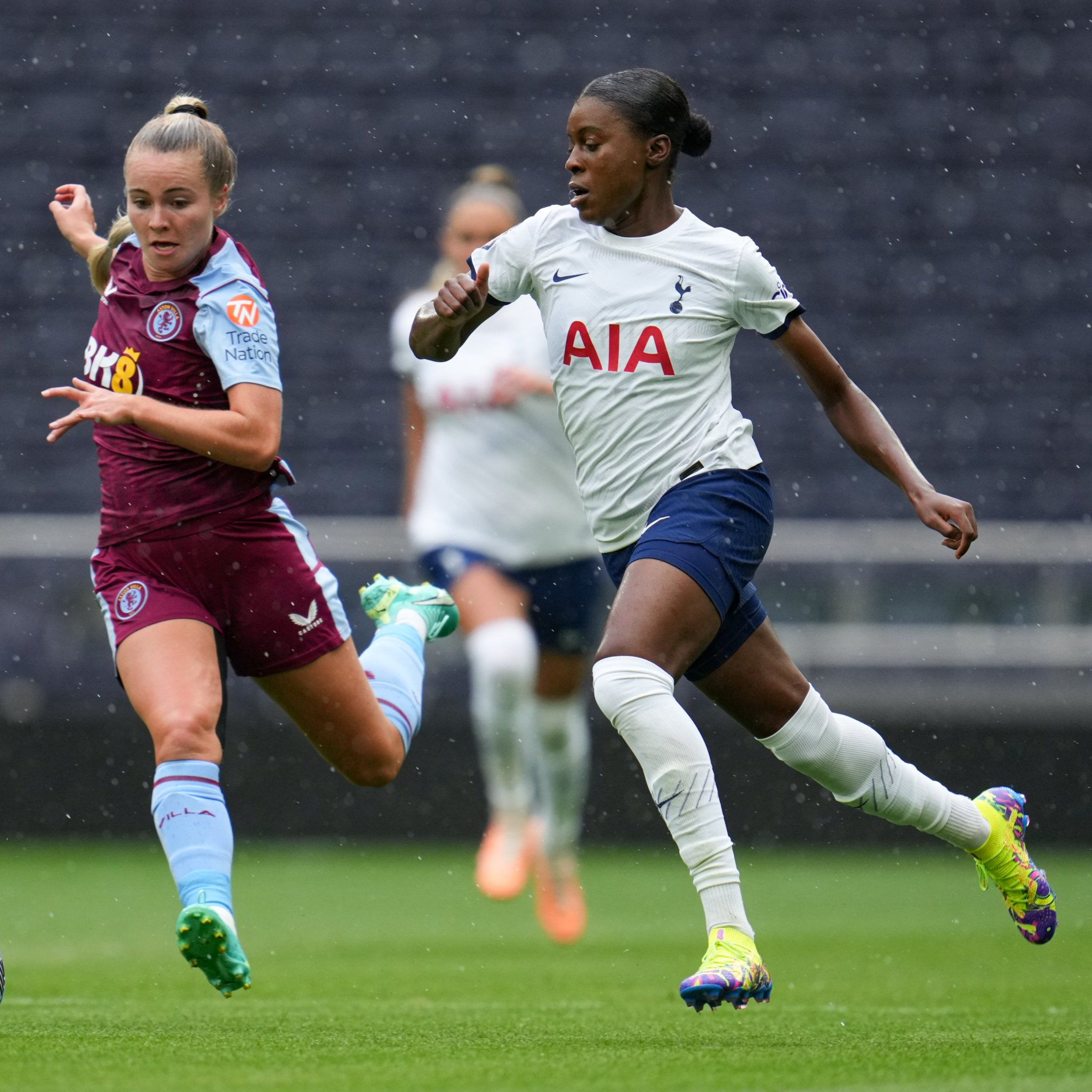 Jess Naz featuring in a Spurs Women friendly against Aston Villa.