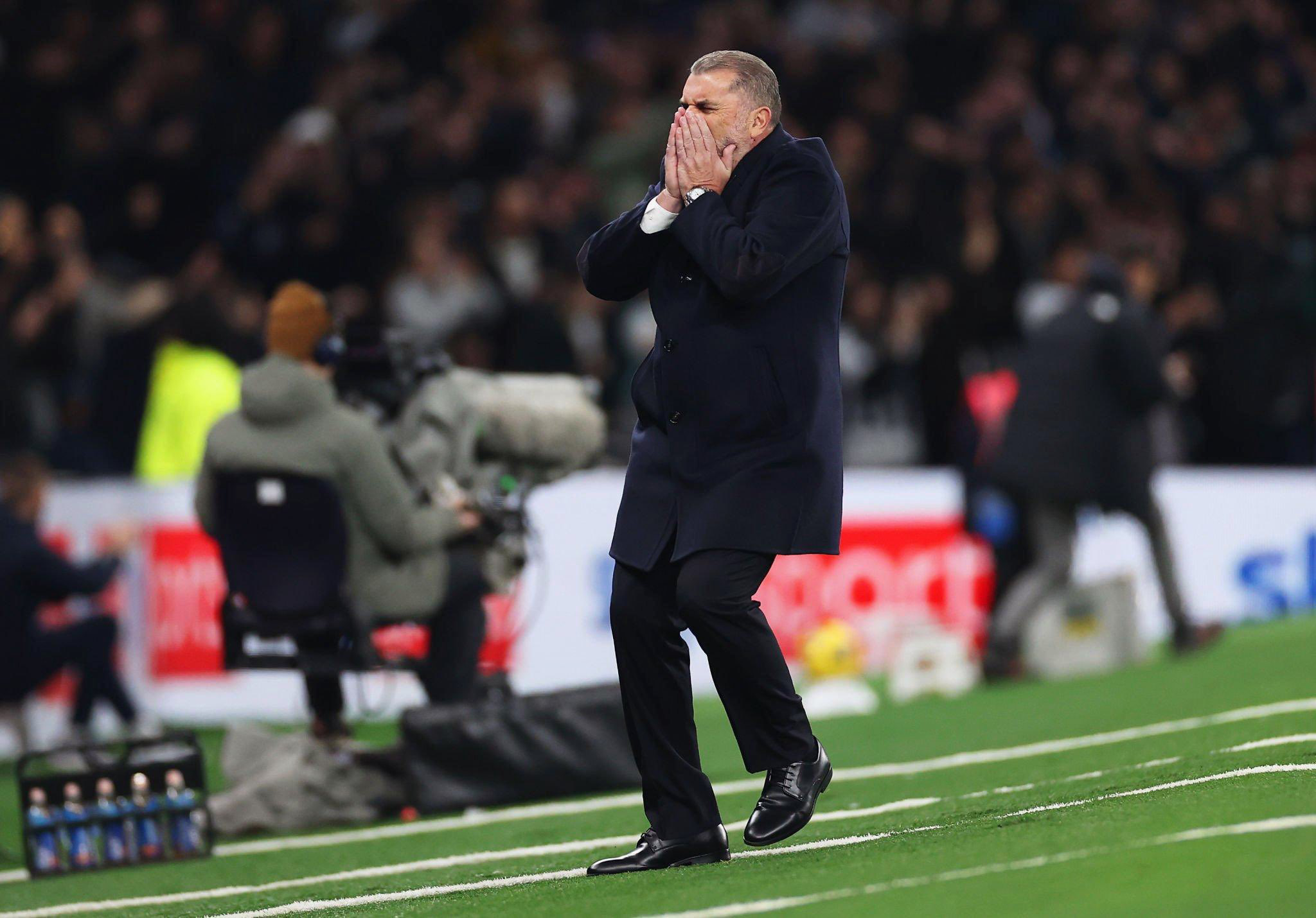 Ange Postecoglou reacts in anguish.