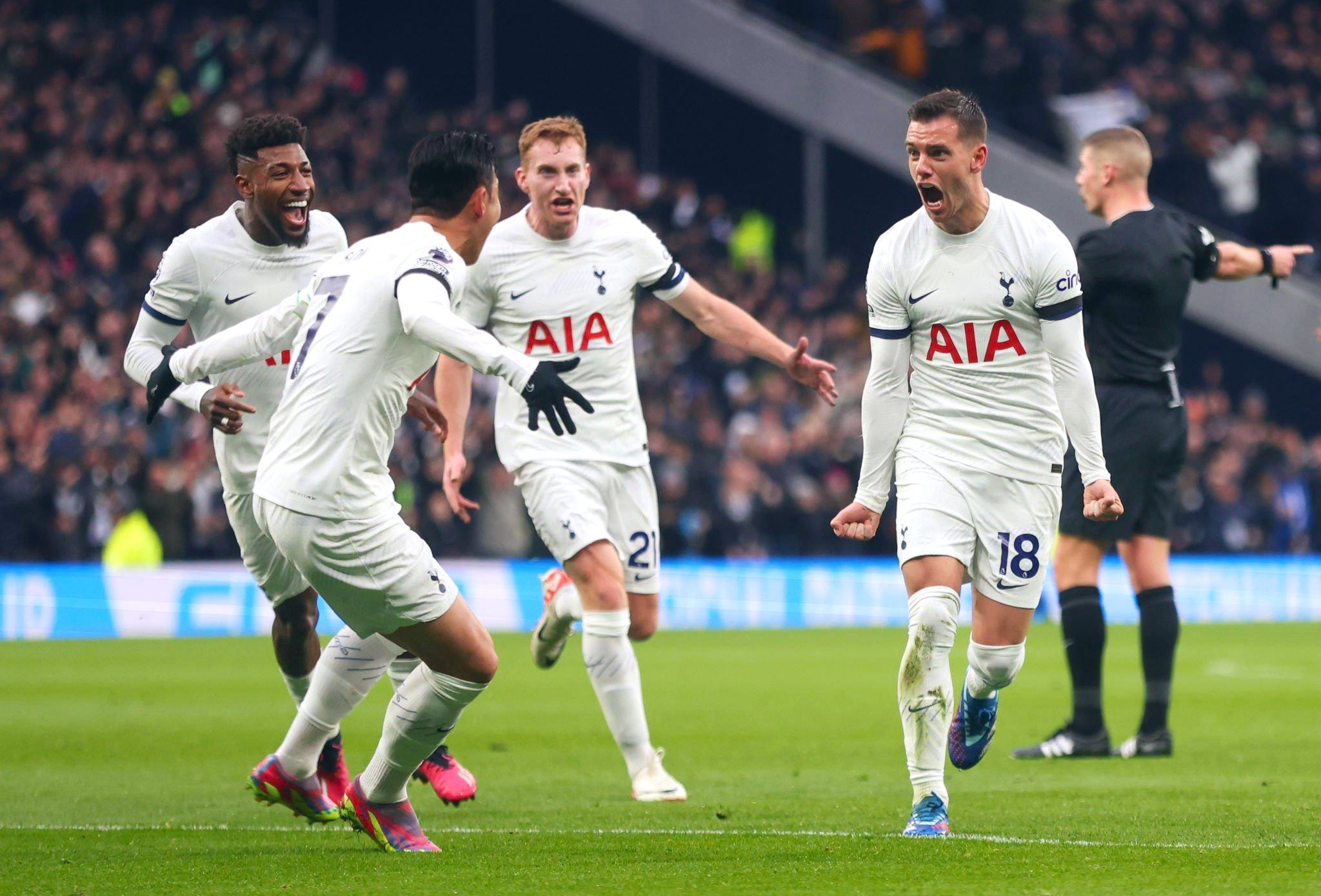 Giovani Lo Celso celebrates his first goal in three years with Spurs.