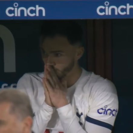 James Maddison praying in relief after Porro's block.