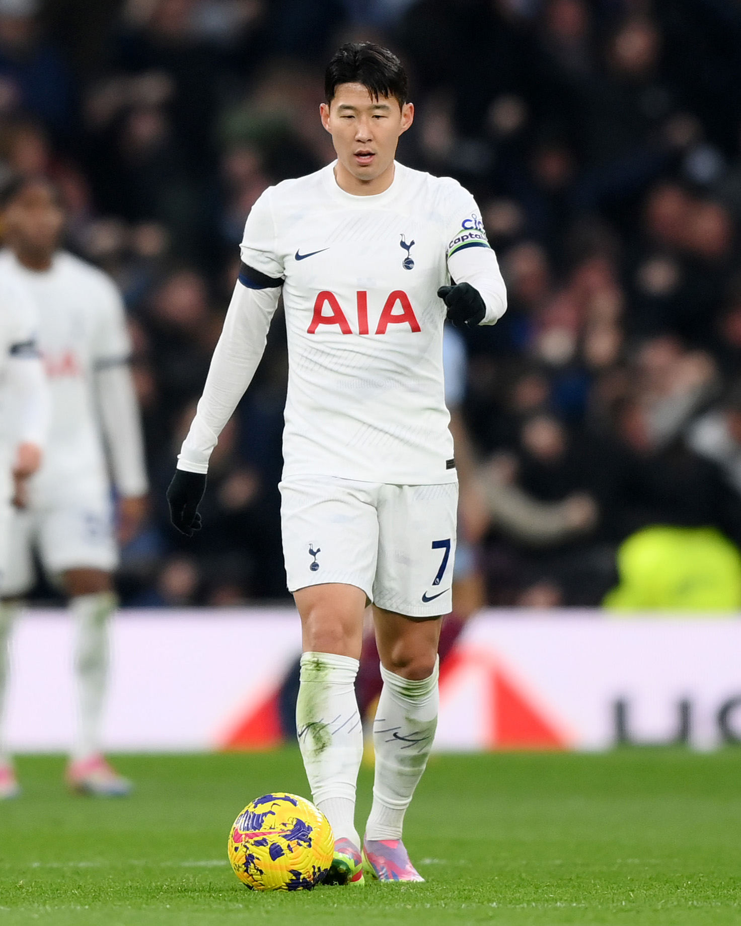 Son Heung-min grows frustrated during the Aston Villa game.