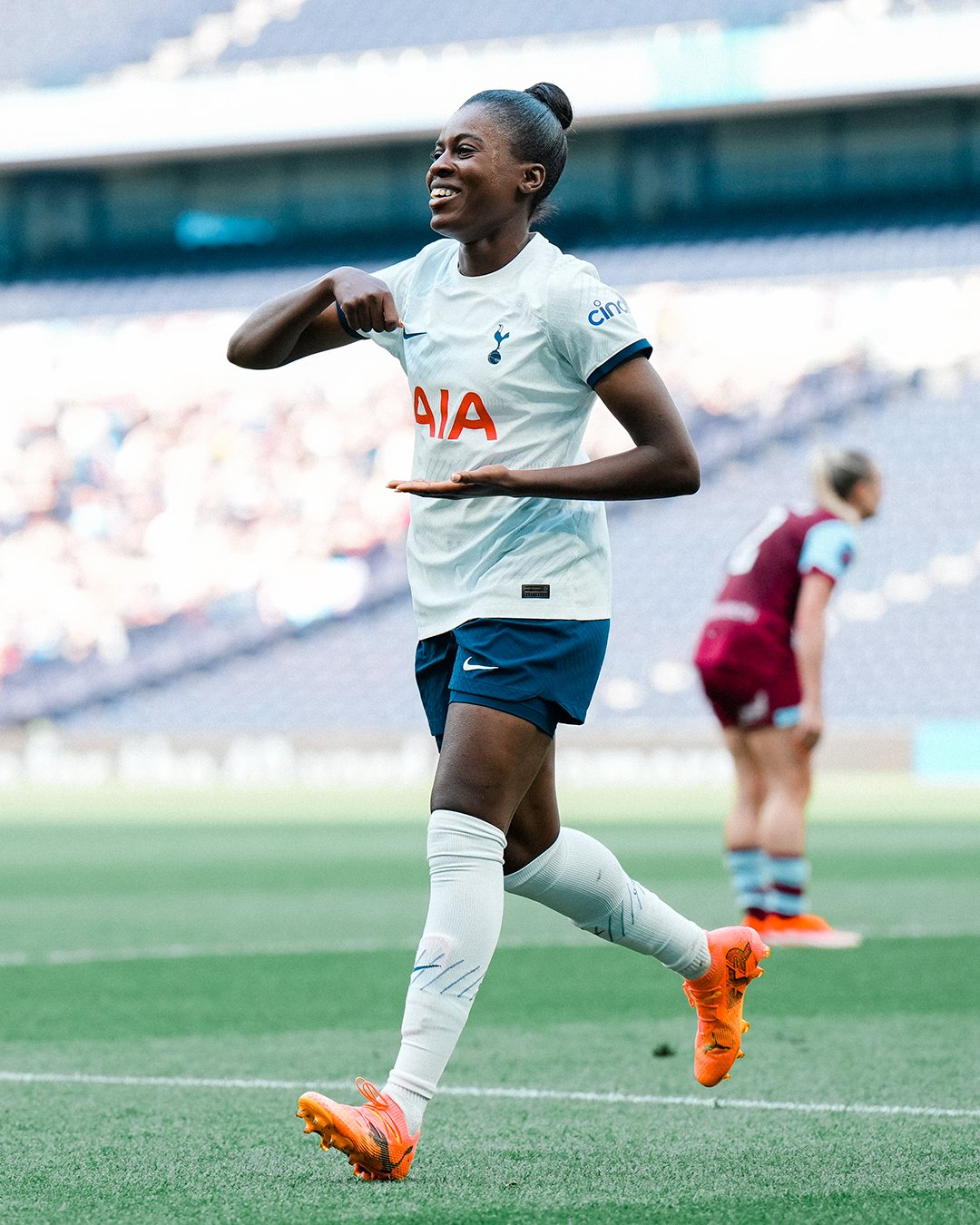 Jess Naz does her signature stirring celebration after scoring.