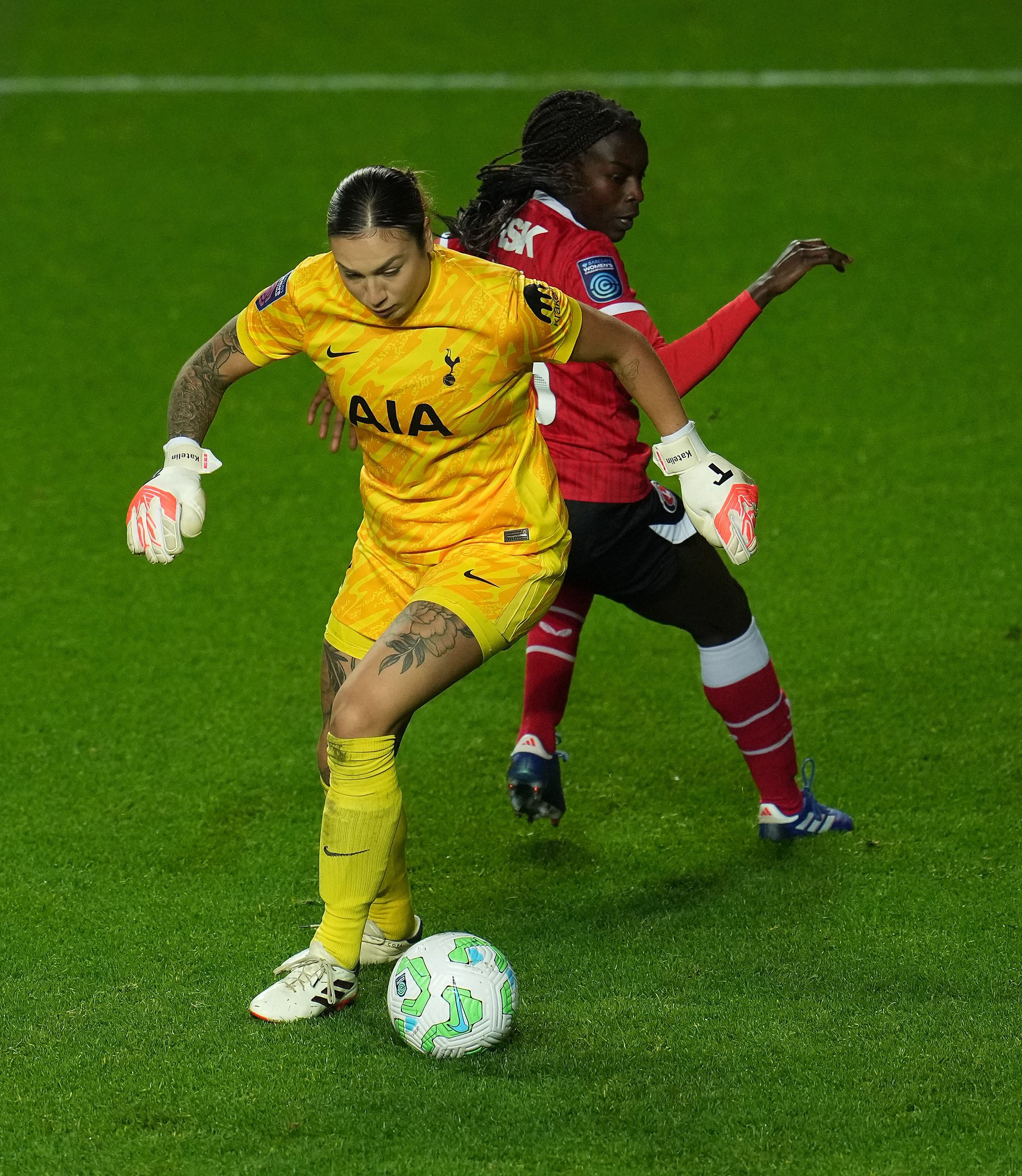 Katelin Talbert executes a Cruyff turn during the Charlton game.