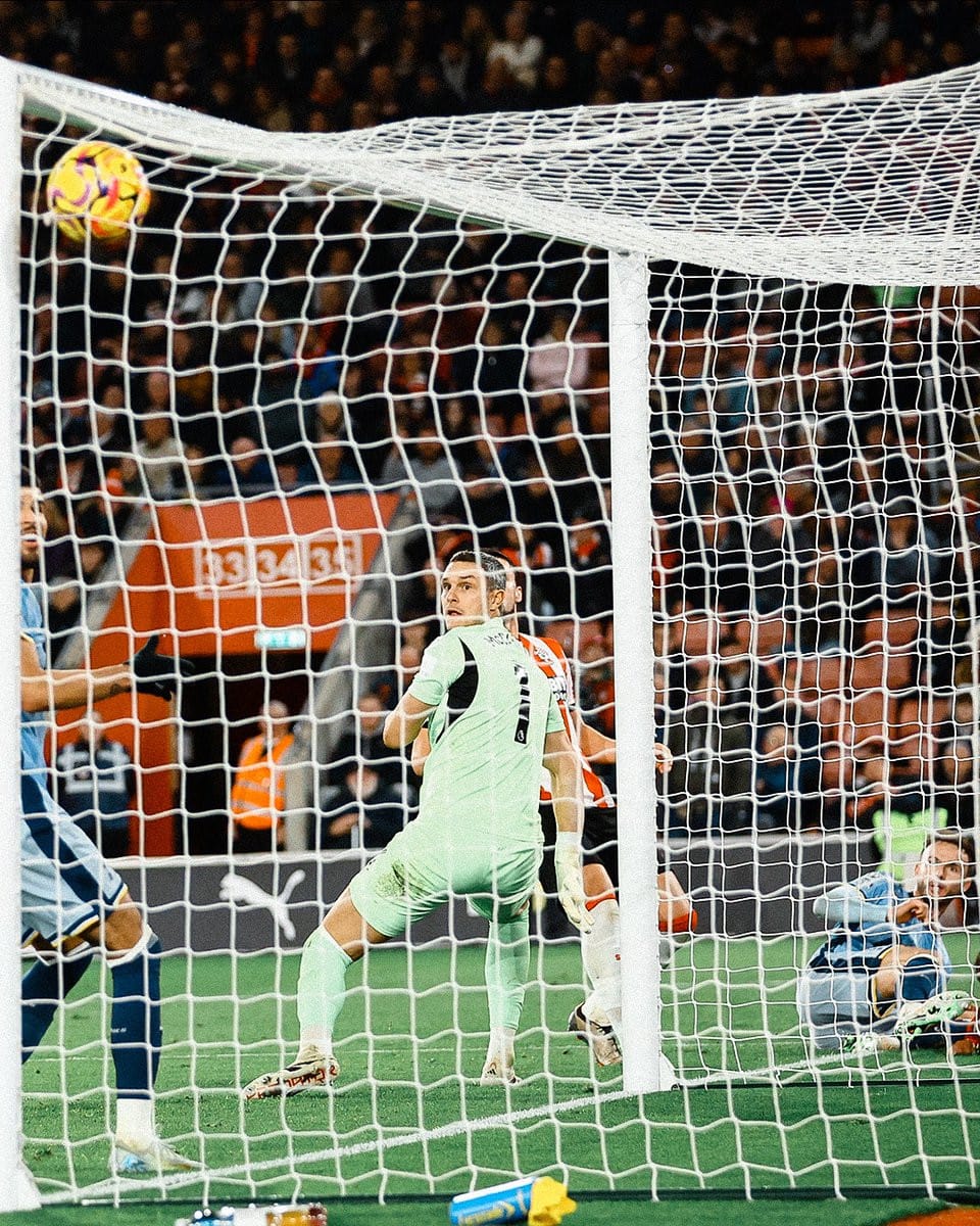 James Maddison scores from a tight angle as Southampton's keeper looks on helplessly.