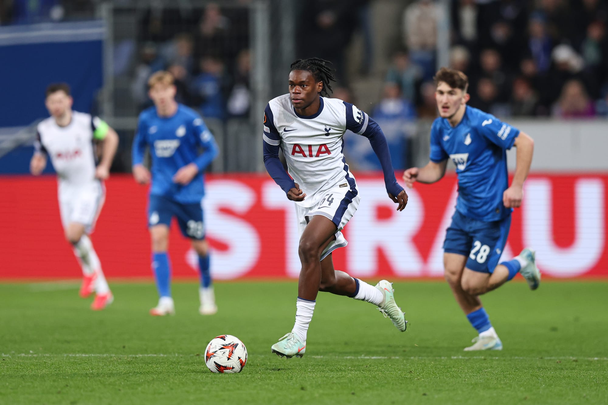 Callum Olusesi dribbles the ball during his senior debut appearance.