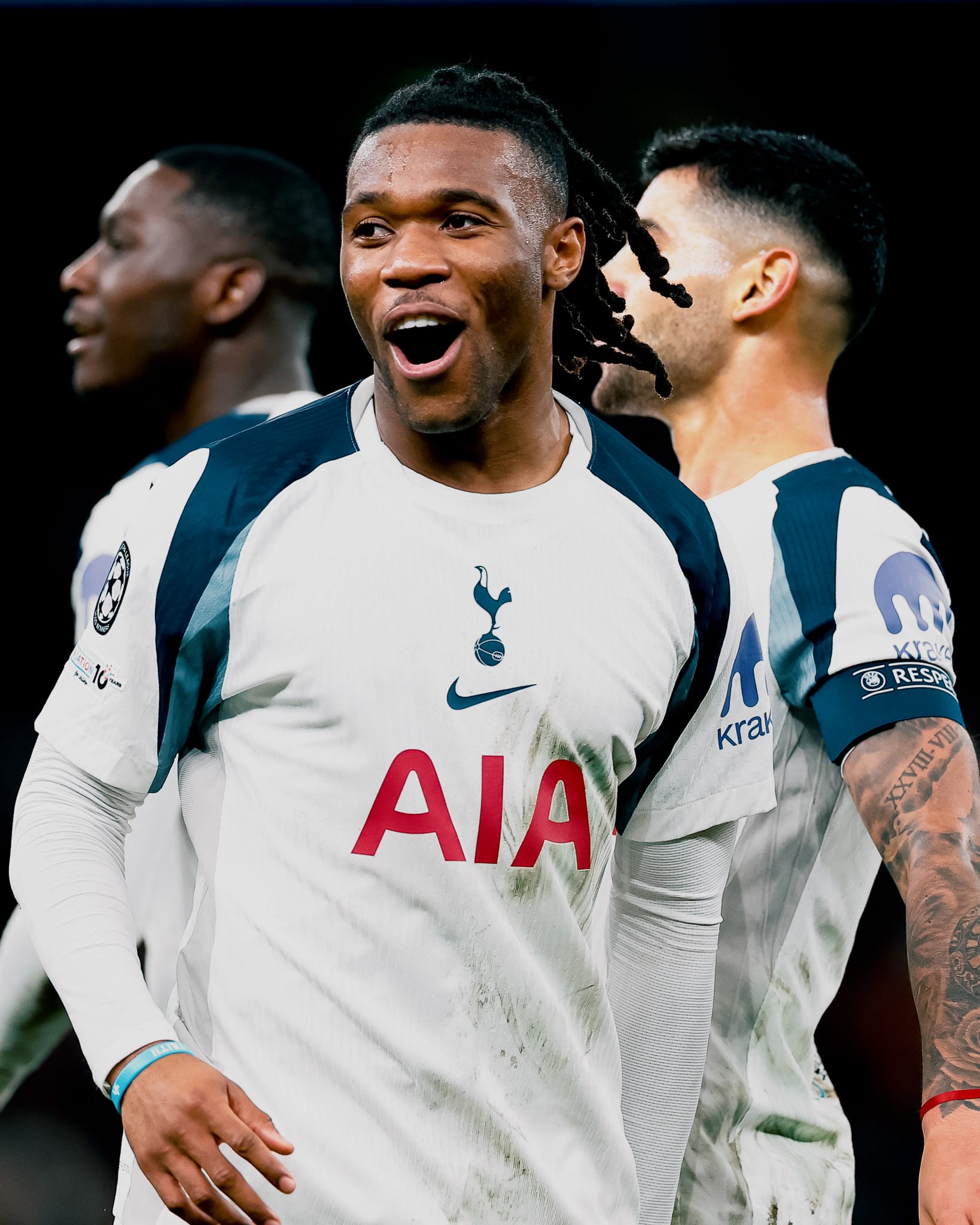 Destiny Udogie smiles after the game.