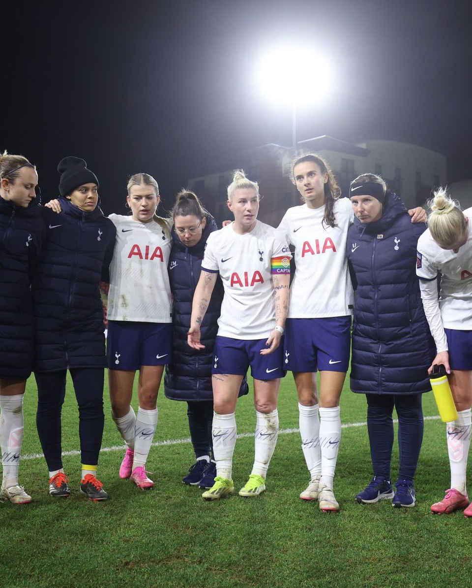 Captain Beth England debriefs the team after a League Cup exit to Manchester City